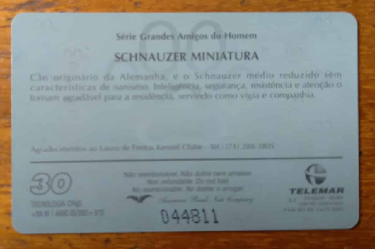| Casa do Colecionador Brasil Telemar 2001 Grandes Amigos Do Homem 9 Schnauzer Miniatura Ct Indutivo