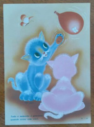 Papel de Carta Decorado Médio / BL 184 / Gatinhos e balão