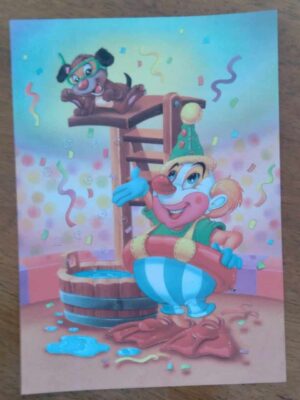 Papel de Carta Decorado Médio / Palhacinho com cachorro no Circo.