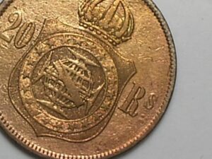 : Rs sem ponto - 20 Réis - 1869 de petrus 2º em bronze