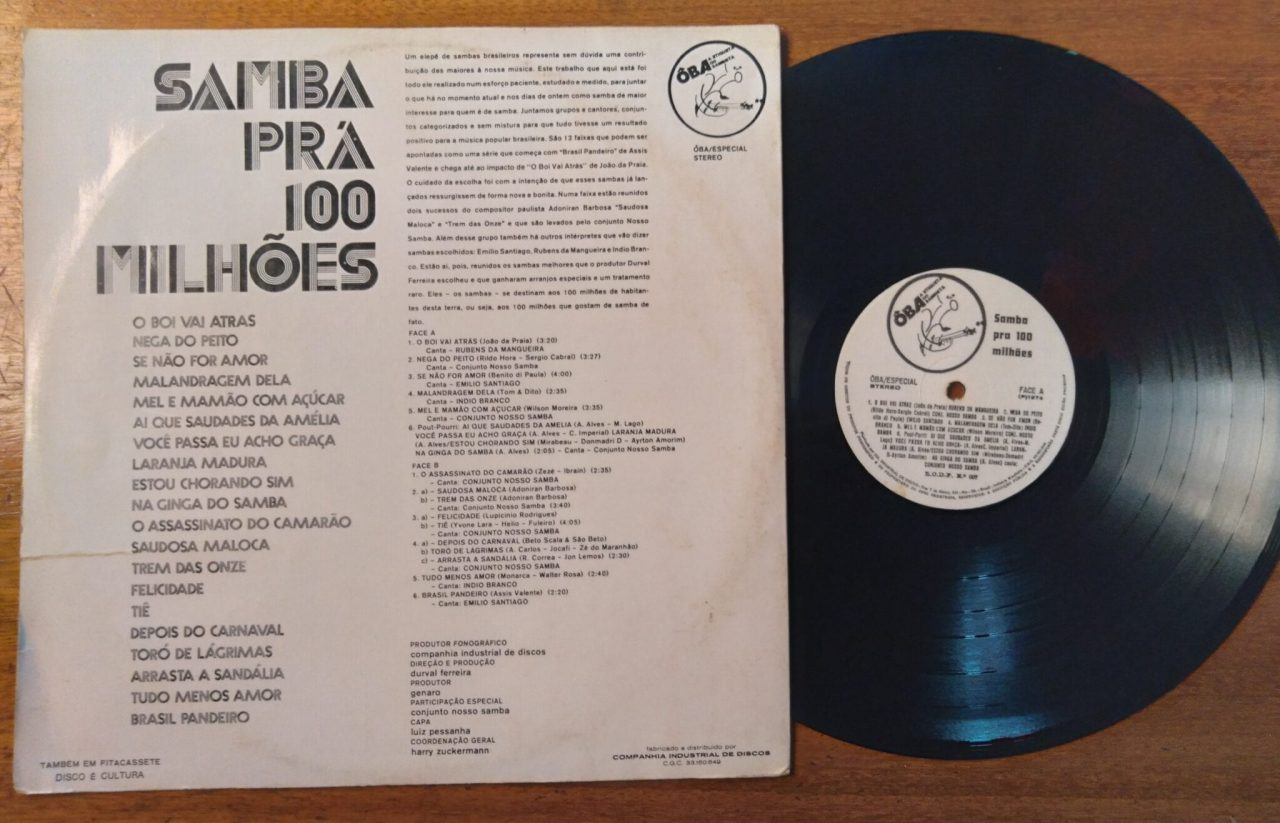 | Casa do Colecionador Vinil LP Oba Samba pra 100 milhões / assassinato do Camarão Saudosa Maloca.