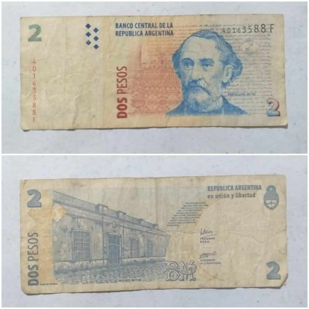 | Casa do Colecionador 2 Pesos Argentino (Cédula Estrangeira Argentina)