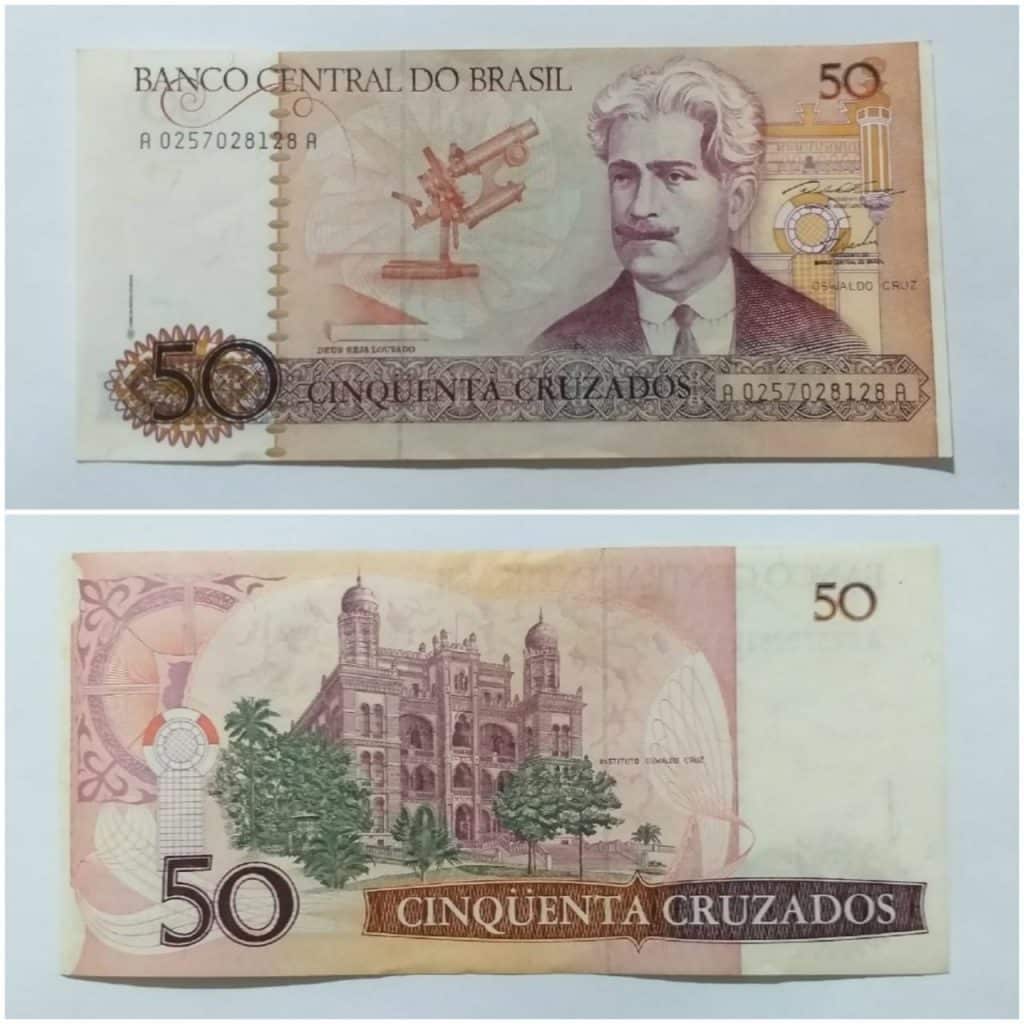 | Casa do Colecionador 50 (Cinquenta Cruzados) - Cédula C182 SOB+ - 1986