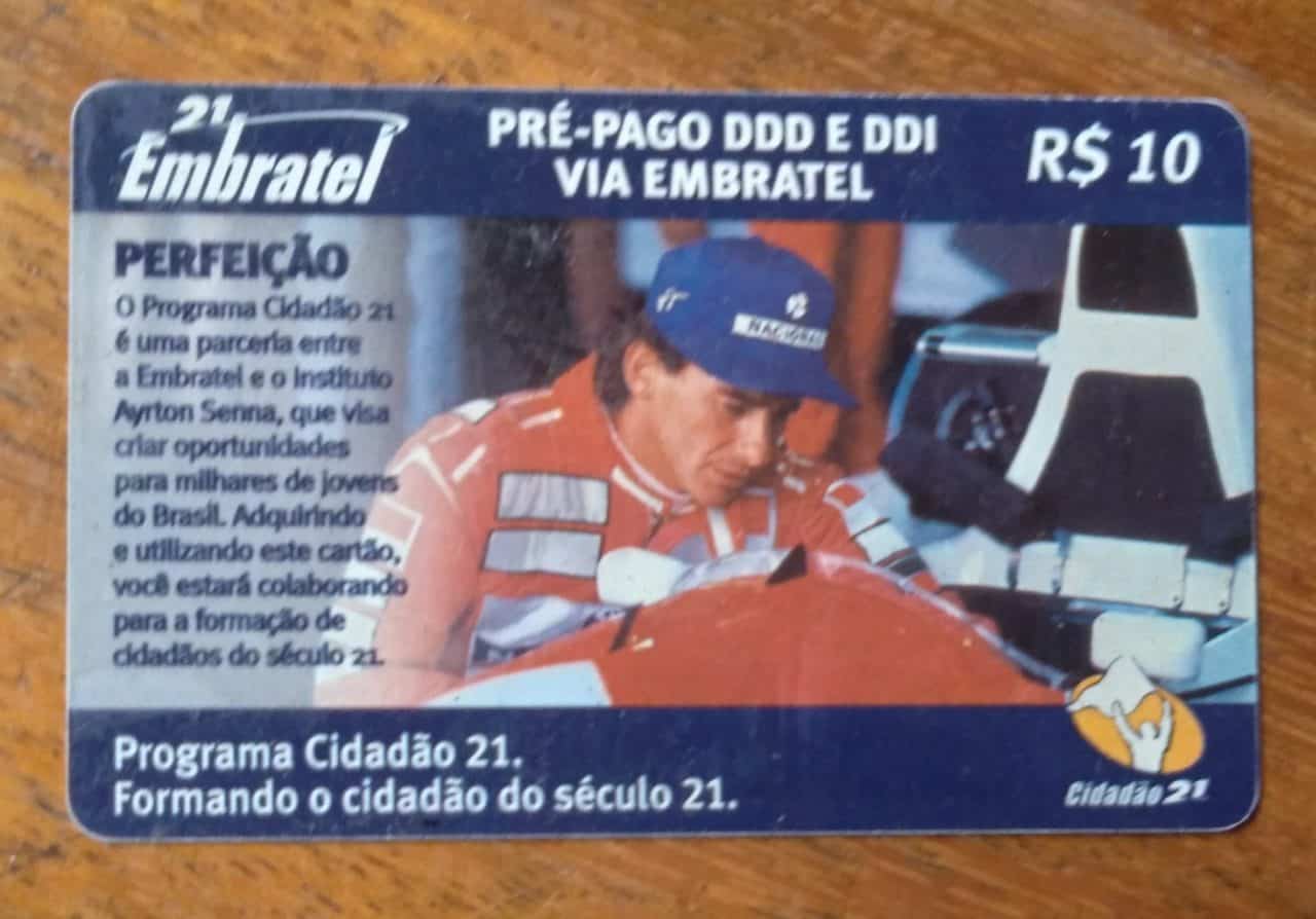| Casa do Colecionador Cartao Brasil Embratel. Ayrton Senna Perfeição Programa Cidadão.