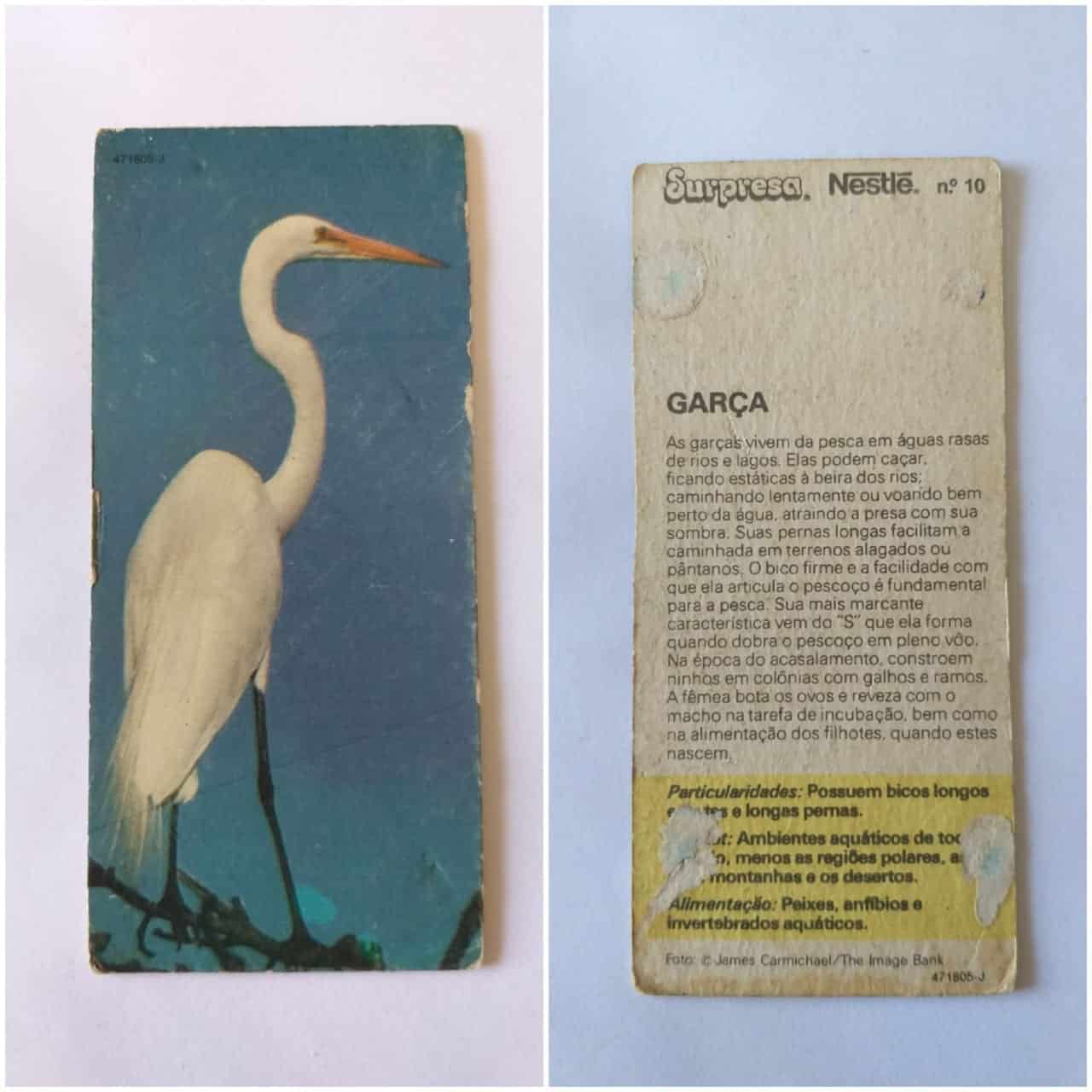 Figurinha Nestlê Surpresa (Animais de todo o Mundo) Nº 10 - Garça - 1983