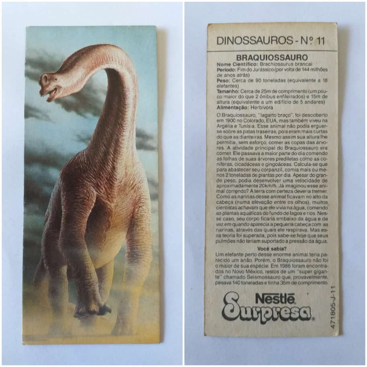 Figurinha Nestlê Surpresa (Dinossauros) Nº 11 - Braquiossauro - 1993