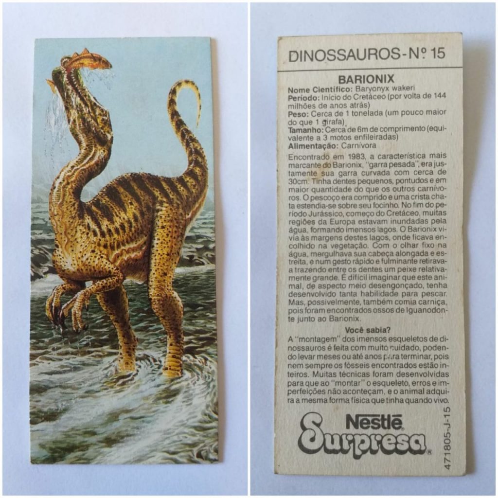 Figurinha Nestlê Surpresa (Dinossauros) Nº 15 - Barionix - 1993
