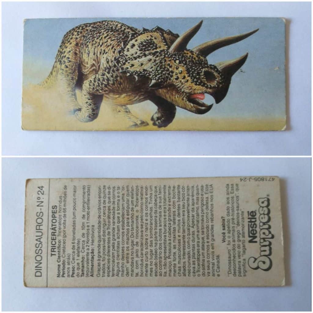 Figurinha Nestlê Surpresa (Dinossauros) Nº 24 - Tricerátopes - 1993