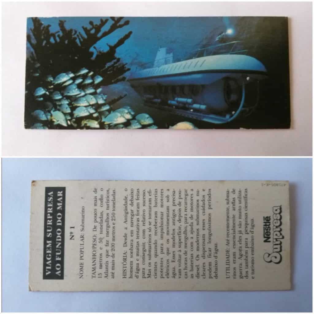 Figurinha Nestlê Surpresa (Viagem Supresa ao Fundo do Mar) Nº 01 - Submarino - 1995