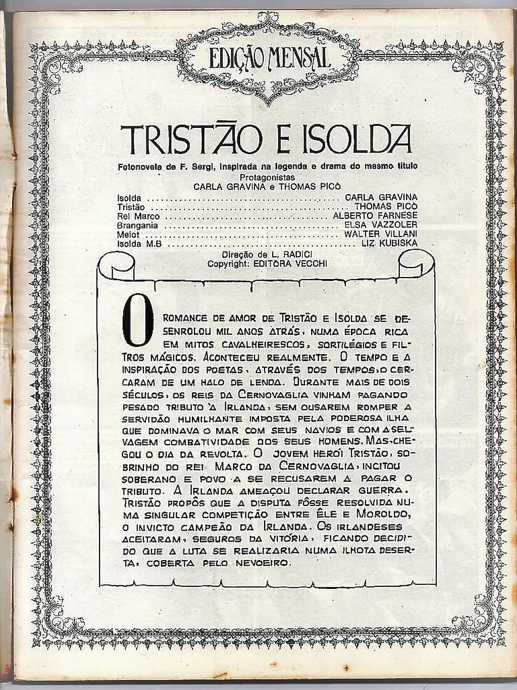 | Casa do Colecionador Revista Grande Hotel Mensal Nº 5 - Fotonovela Tristão e Isolda - 1971