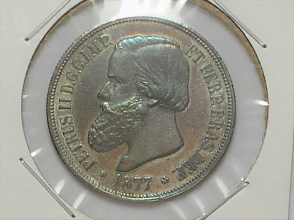 - 1.000 Réis - 1877 de Petrus II / Prata / Soberbo / Bela patina / Escassa