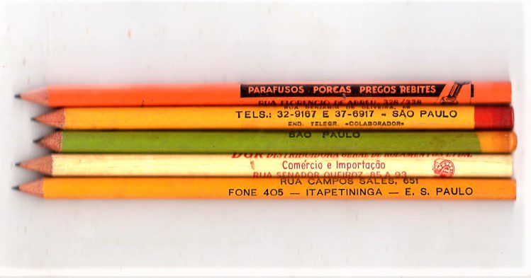 | Casa do Colecionador Antigo Lapis Propaganda - Lote com 5 Diferentes - Tema Comercio - Anos 50 - Colecionavel