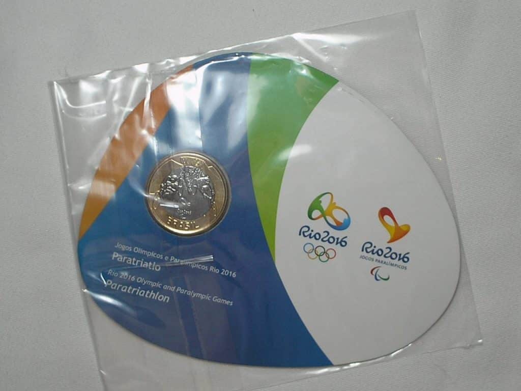 Blister Original da Casa da moeda dos Jogos Olimpicos 1 Real - 2014 / Paratriatlo / Flor de cunho / c-03
