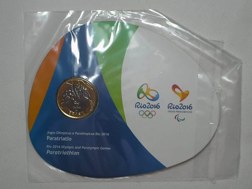 Blister Original da Casa da moeda dos Jogos Olimpicos 1 Real - 2014 / Paratriatlo / Flor de cunho / c-04