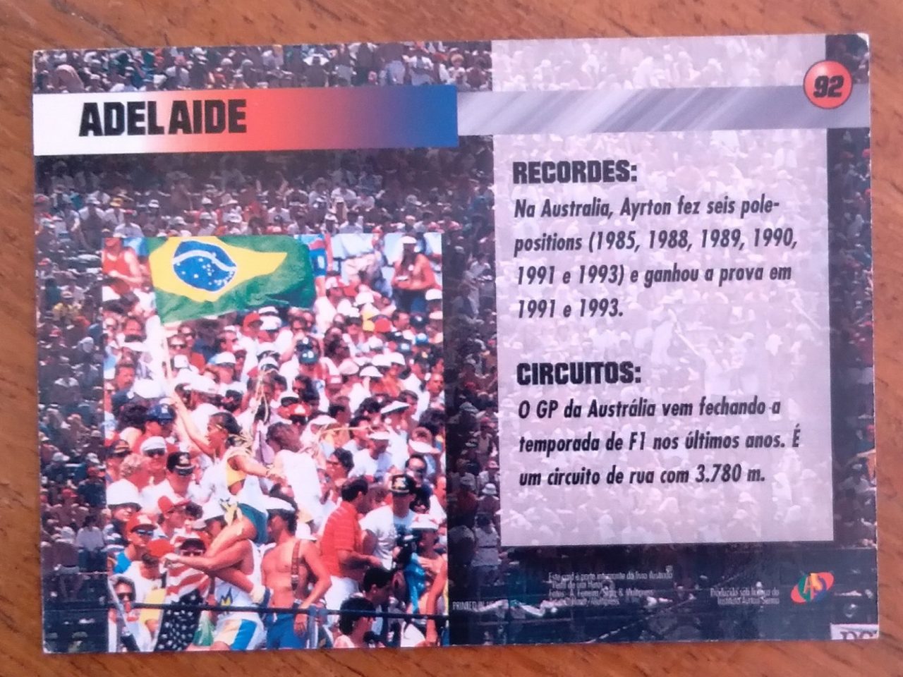 | Casa do Colecionador Cartão Coleção Ayrton Senna Multi Editora 92 / Adelaide.