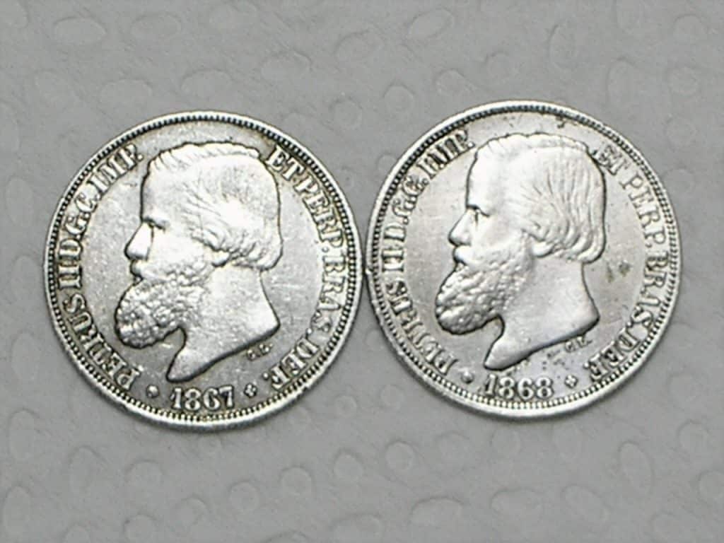 | Casa do Colecionador Casal) 200 Réis - 1867 / 1868 - Petrus 2º - Prata / Mbc / m260