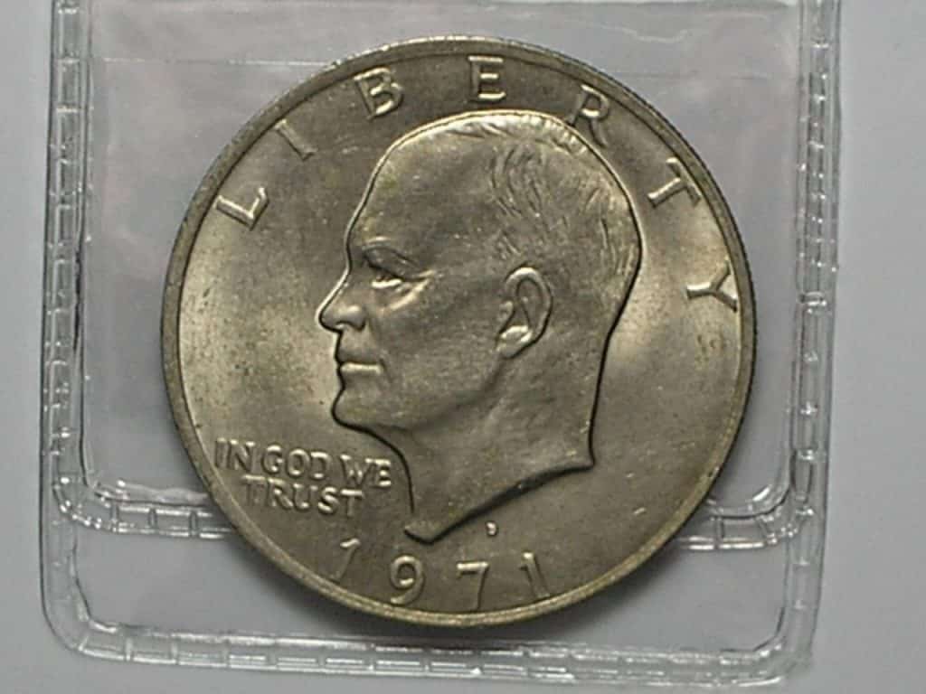 Estados Unidos da América > 1 Dollar - 1971-D / Busto de Eisenhower / Unc / Flor de cunho