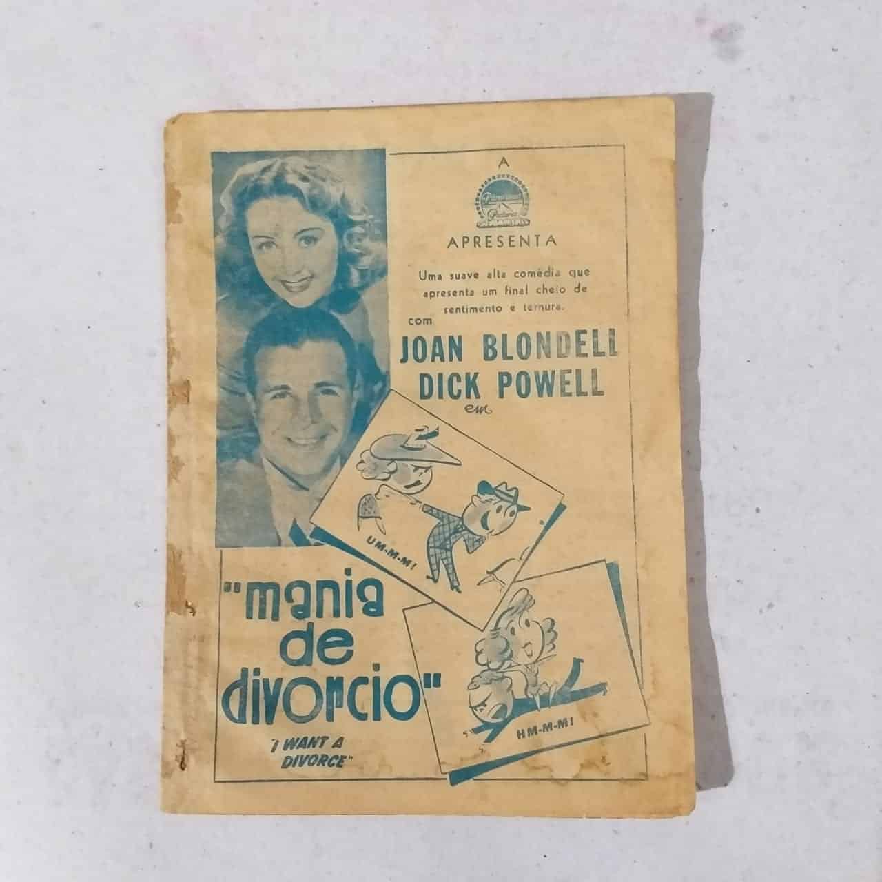Folheto Propaganda Antiga de Cinema da Paramount - Mania de Divórcio (I Want a Divorce) - 1940