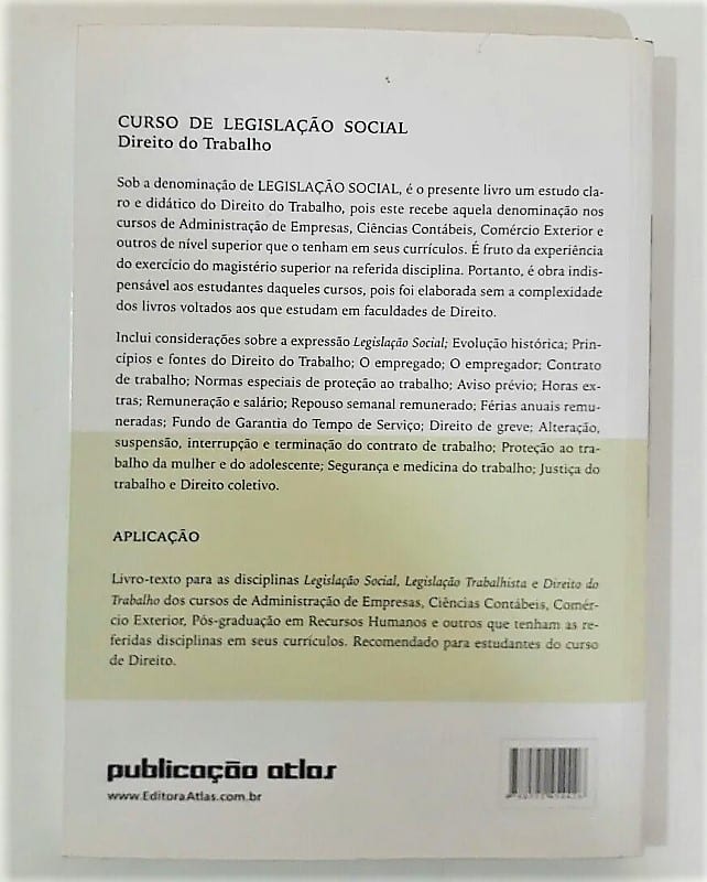 | Casa do Colecionador Livro - Curso De Legislação Social - Direito Do Trabalho