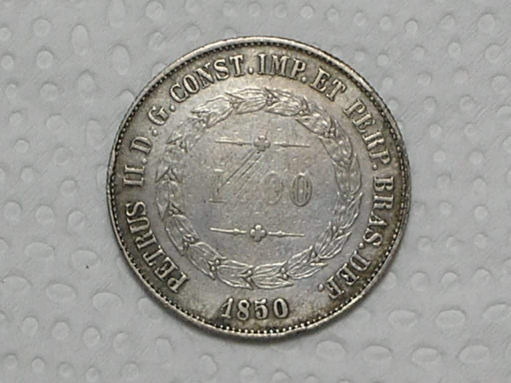 | Casa do Colecionador 1000 Reis 1850 Imperio De Petrus 2o Cunho Raso Prata M2002 2