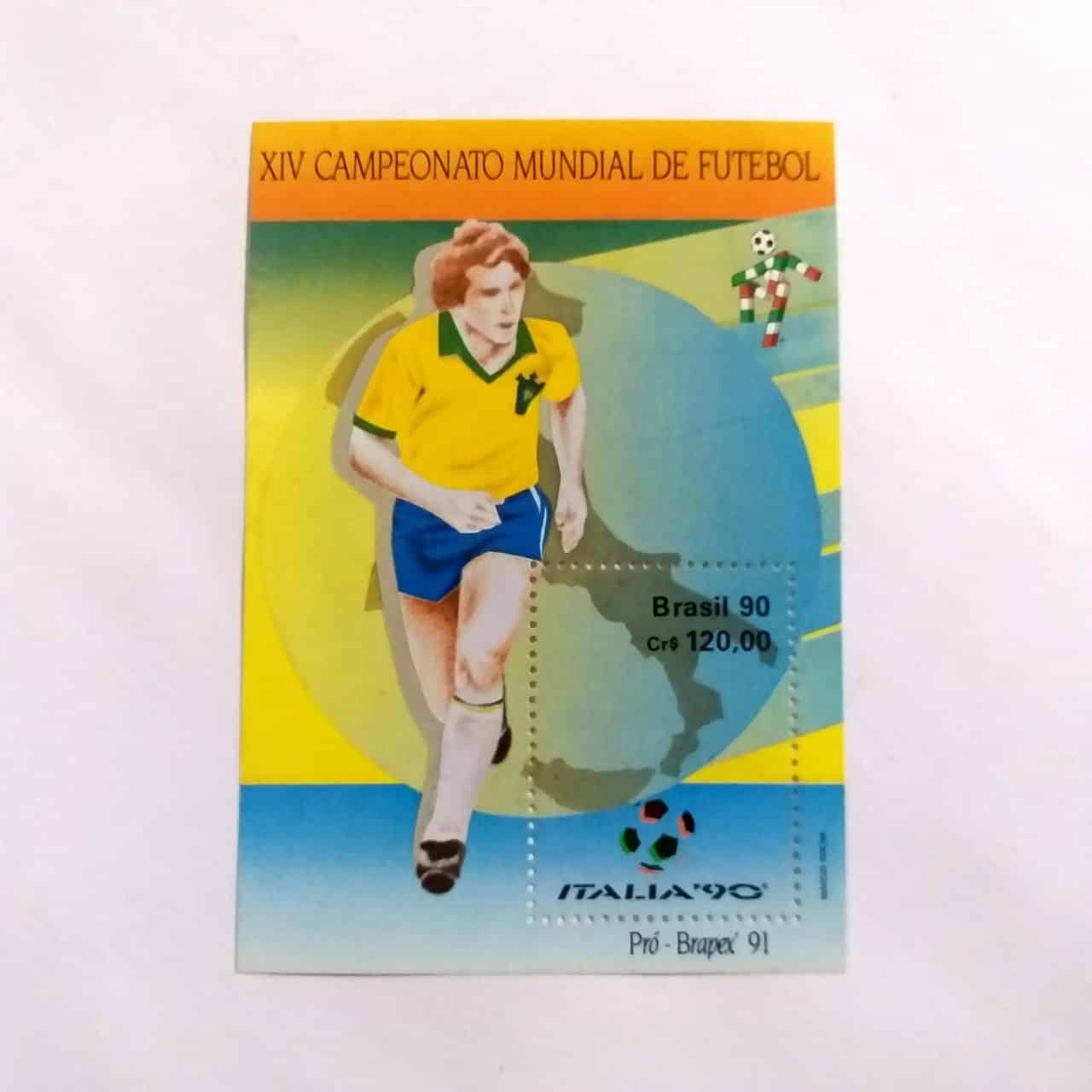 Bloco Comemorativo Rhm B086 Novo Xiv Campeonato Mundial De Futebol Na Italia 12 05 1990