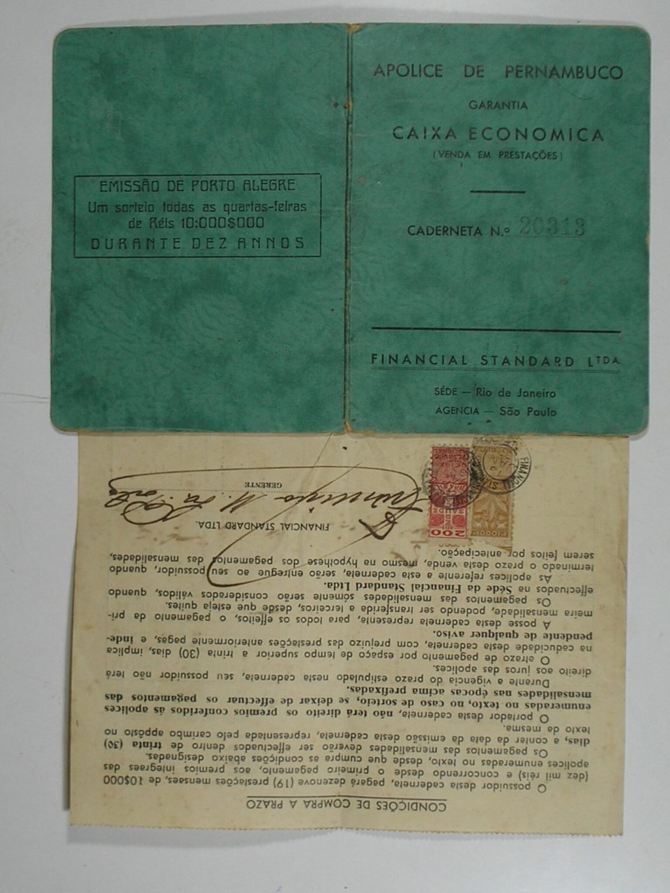 | Casa do Colecionador Documento - Antiga Apólice de Pernambuco com garantia da Caixa Economica Federal no valor de 1.200 Réis do ano de 1937 - peça rara