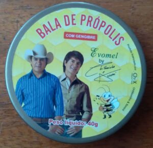 Embalagem Plástica Vazia Bala de Própolis Evomel Chitãozinho e Xororó.