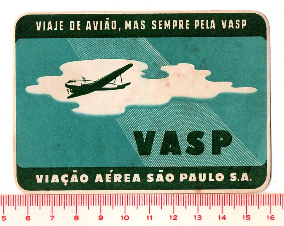 | Casa do Colecionador Etiqueta Bagagem / Mala Viacao Aerea Sao Paulo Vasp Anos 50