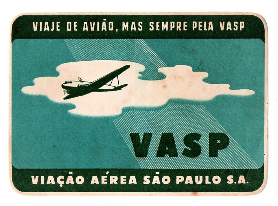 | Casa do Colecionador Etiqueta Bagagem / Mala Viacao Aerea Sao Paulo Vasp Anos 50