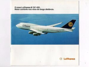 Folder Propaganda Antiga Boeing 747 400 Lufthansa Anos 80 Aviacao 2