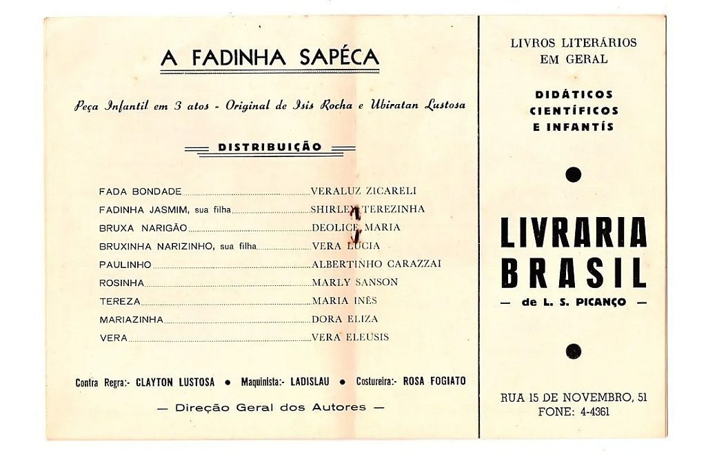 | Casa do Colecionador Programa De Teatro Infantil Paranaense - A Fadinha Sapeca - Anos 60