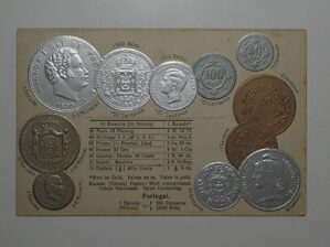 Raro Cartão Postal Tema A Numismática C/ Moedas De Portugal