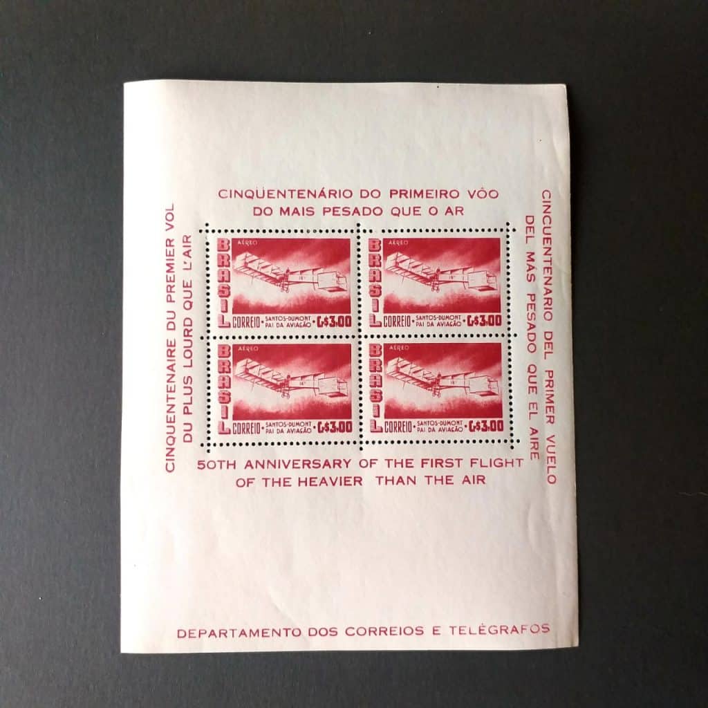 | Casa do Colecionador Bloco Comemorativo - RHM B013 Novo - Exposição Filatélica "Ano Santos Dumont" - 14/10/1956