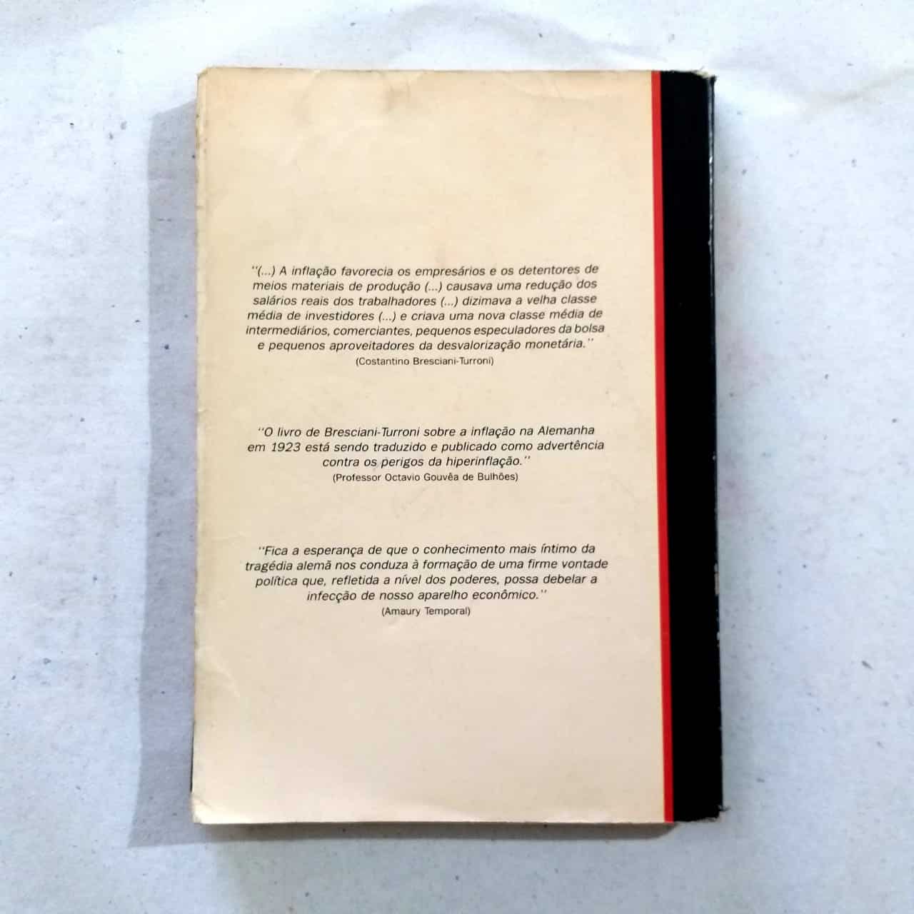 | Casa do Colecionador Economia da Inflação - O Fenômeno da Hiperinflação Alemã nos Anos 20 - Autor Costantino Bresciani-Turroni (1989) Livro