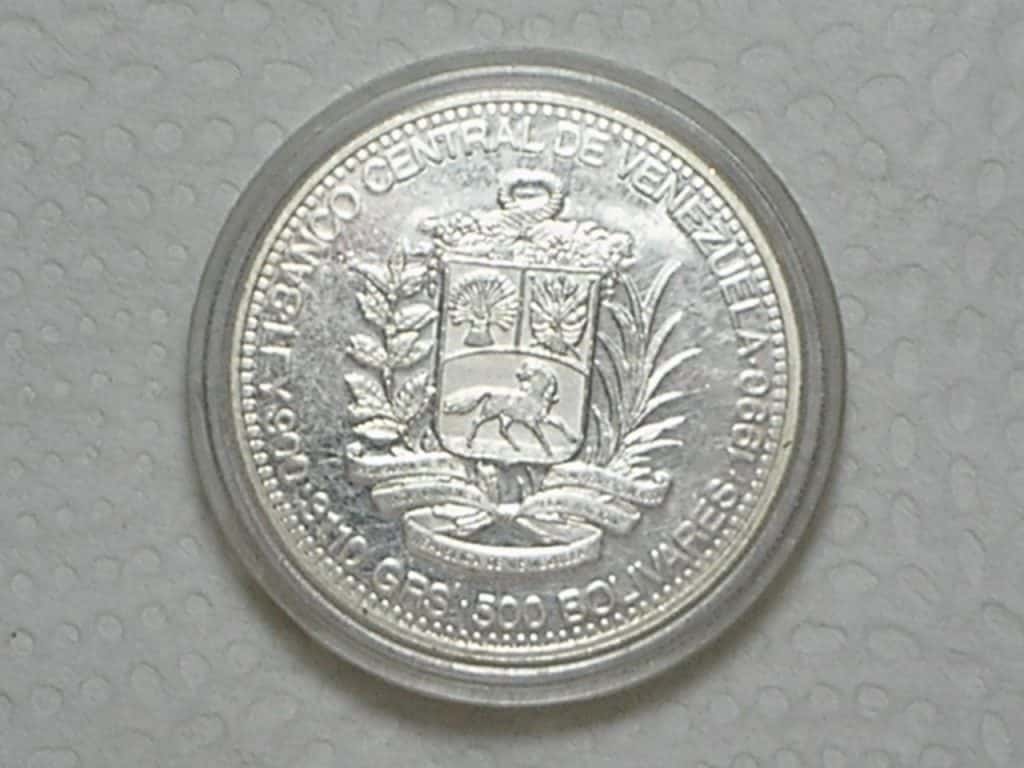 | Casa do Colecionador Venezuela) 500 Bolivares - 1990 Comemorativa / Prata / Proof - Fc / - No estojo / box15