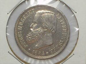 1.000 Réis - 1884 / Império de Petrus II / Soberba/Flor / Prata / Data Escassa