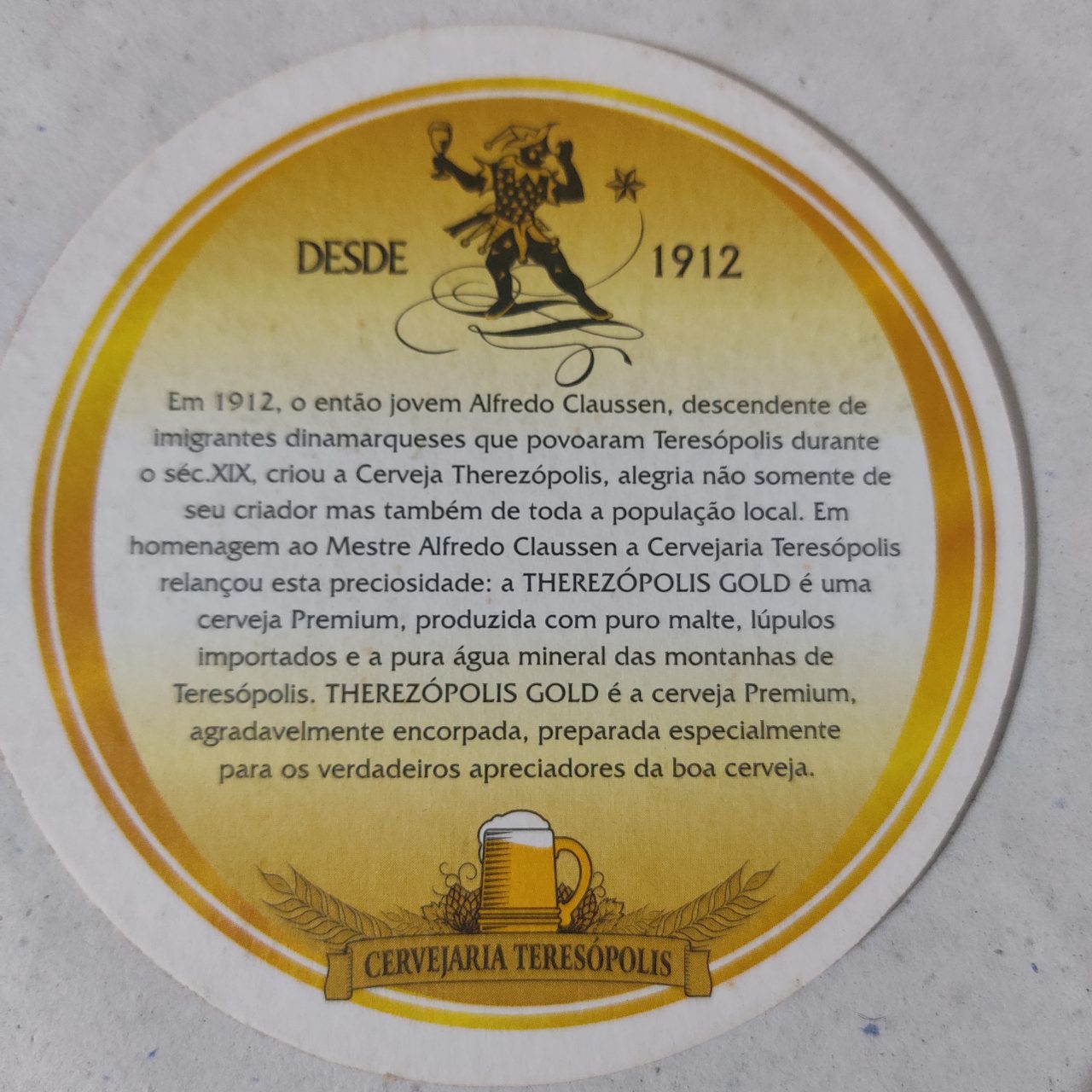 | Casa do Colecionador Bolacha de Chopp Nacional - Cerveja Pilsen Therezópplis Gold