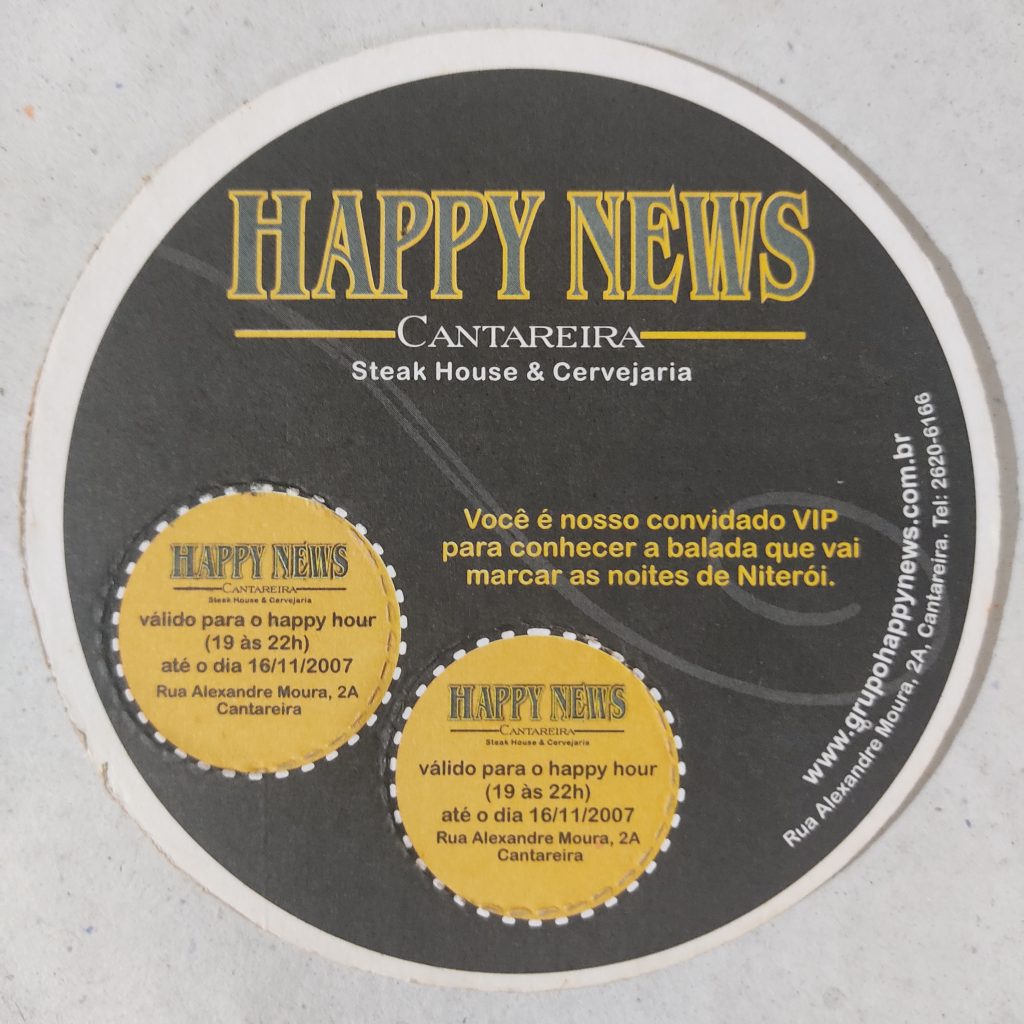 | Casa do Colecionador Bolacha de Chopp Nacional - Happy News Cantareira - Steak House & Cervejaria - Cantareira/SP