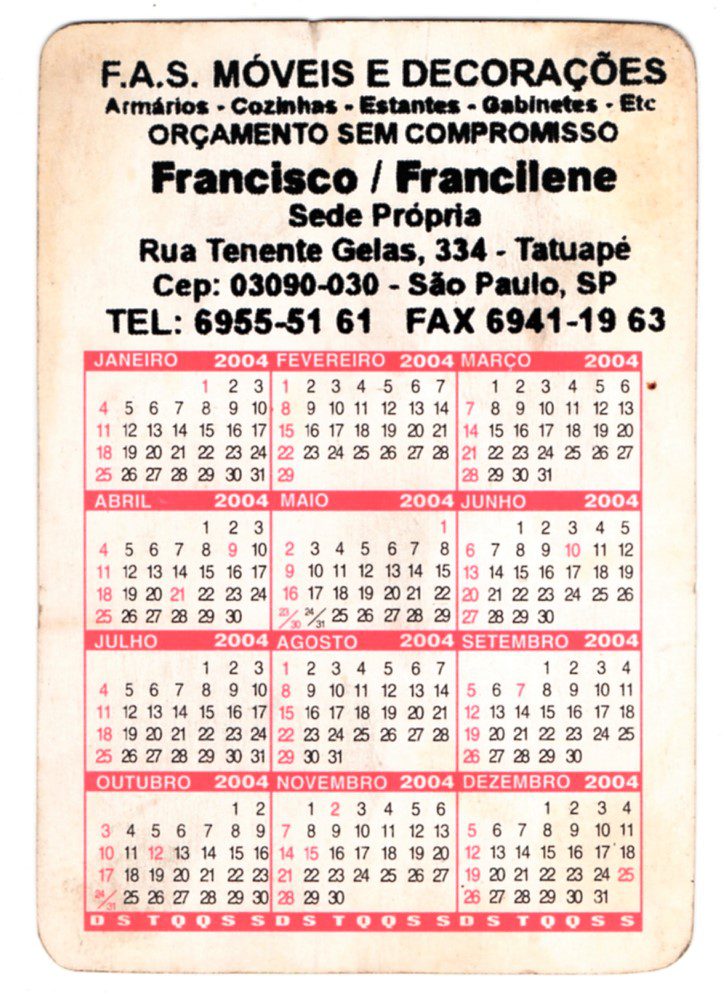 | Casa do Colecionador Calendario De Bolso - Belem ( PA ) - Ver o Peso - 2004