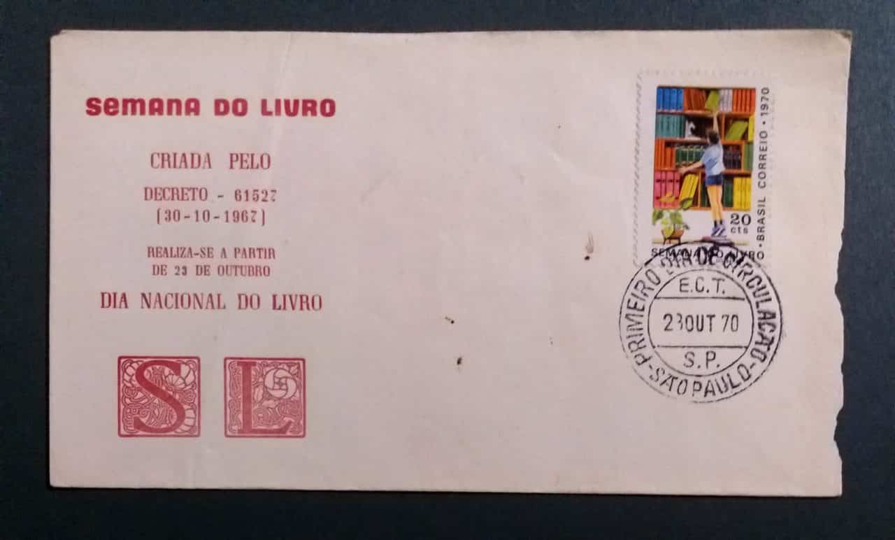 | Casa do Colecionador Envelope FDC (1º Dia de Circulação) Não Oficial - Selo RHM C686 - Semana Nacional do Livro - 23/10/1970