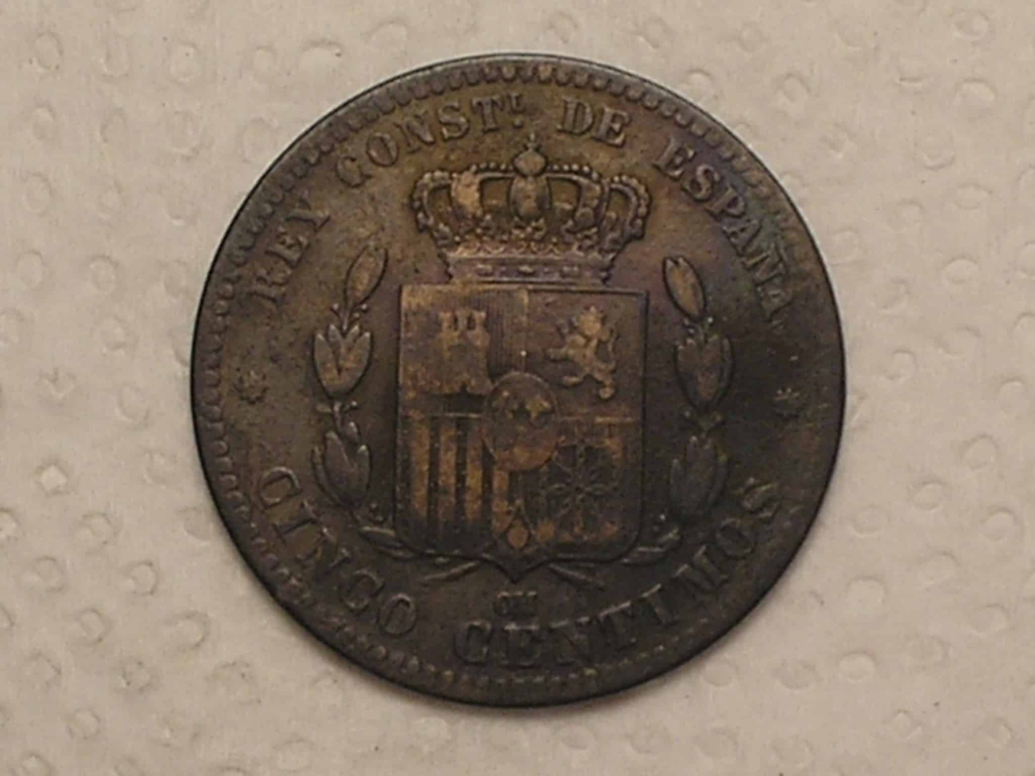 | Casa do Colecionador França) 5 Centimos - 1878-om / Alfonso XII - 3ª Republic / Bronze / box2