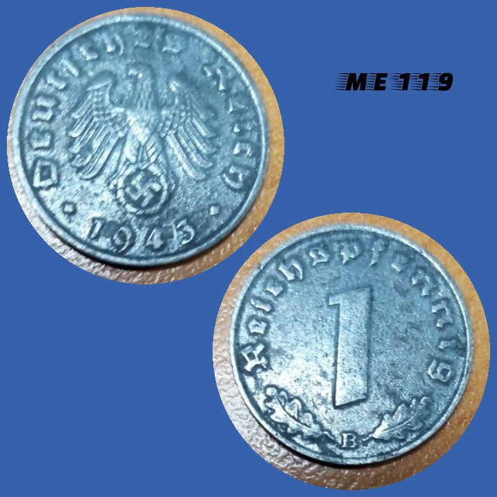 Moeda Alemanha 1 Reichspfennig 1943 B Zinco 17mm 181g Me119