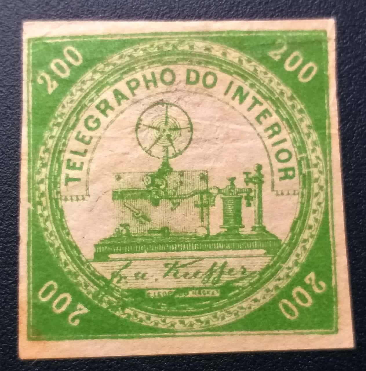 | Casa do Colecionador Telégrafos - RHM T08 (Novo) Tipo "B" Modificado - Algarismos Redondos - 200 Réis - 1869 (Selos do Império)
