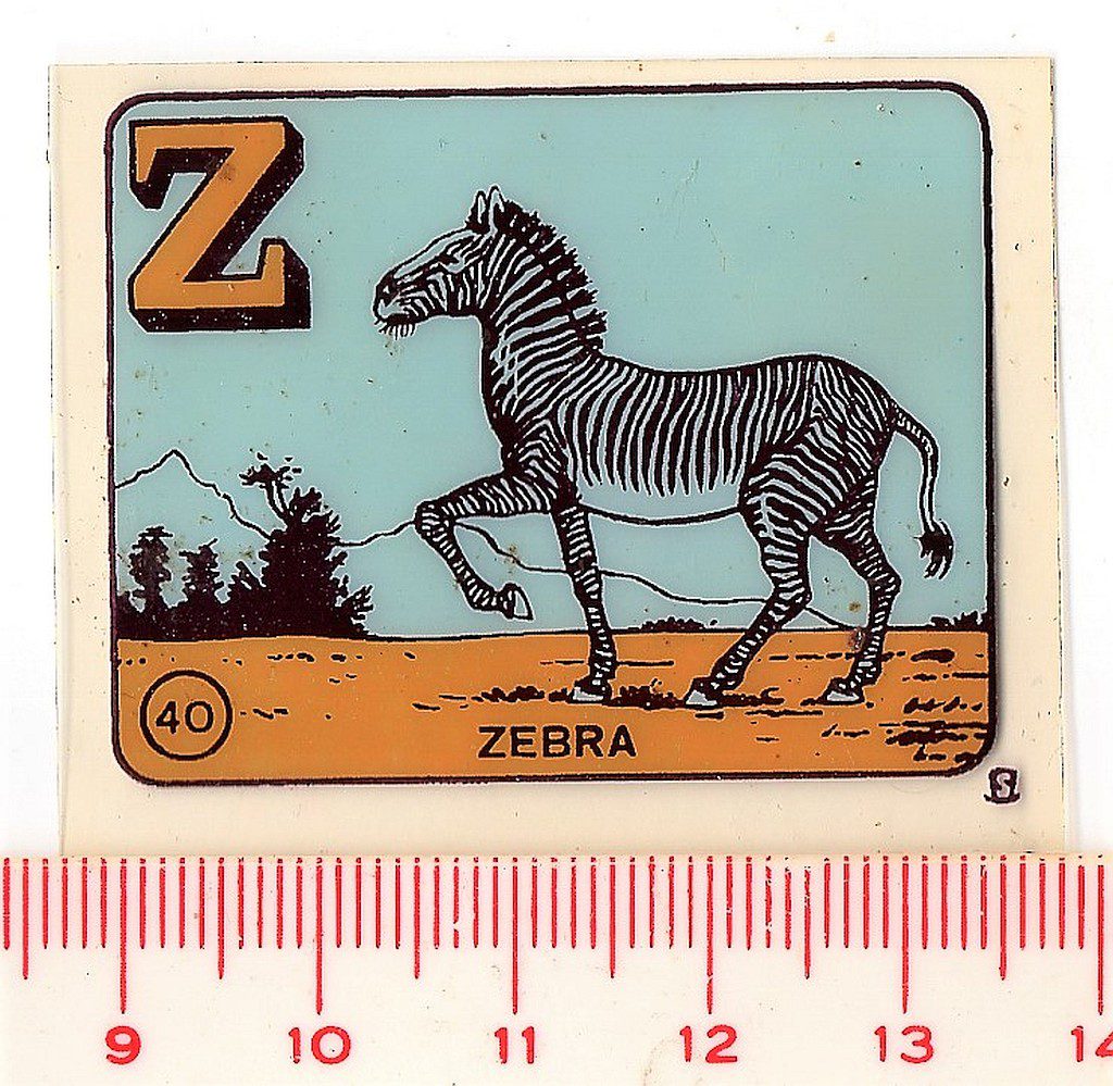 | Casa do Colecionador Antigo Plastico Adesivo - Coleção Nora - Animais - Nº 40 Zebra - Anos 60