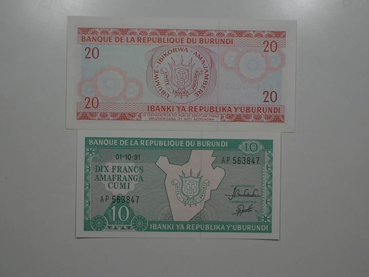 | Casa do Colecionador Burundi) 10 / 20 Francs - 1991 / Flor de Estampa / ce03