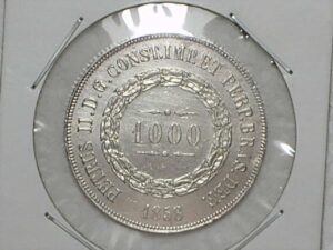Flor de Cunho -- 1.000 Réis - 1858 / Império de Petrus II / Prata / Belíssima Moeda
