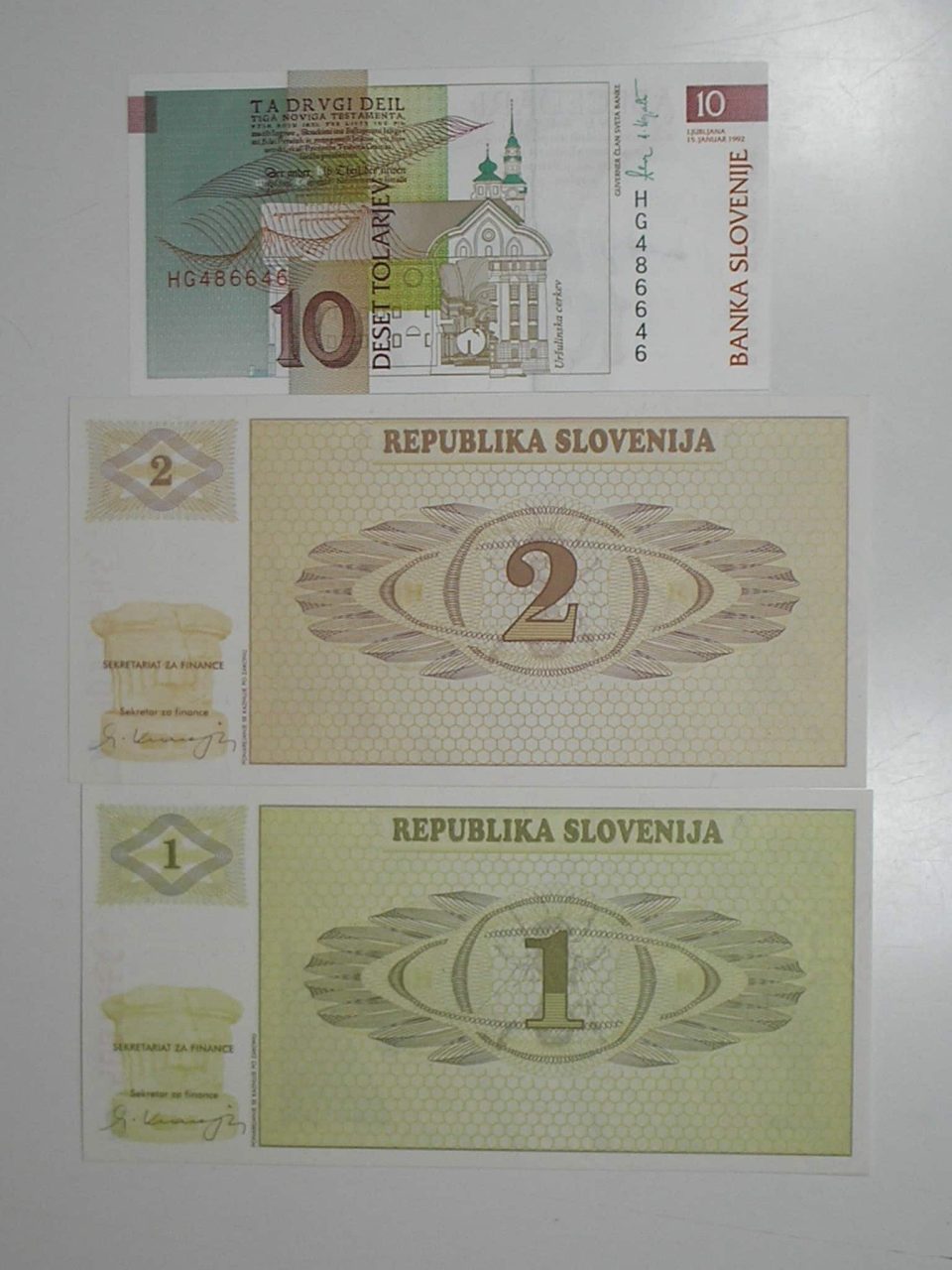 | Casa do Colecionador Slovenia) 1 / 2 / 10 Tolarjev - 1991 / 1990 / 1992 / Flor de Estampa / ce03