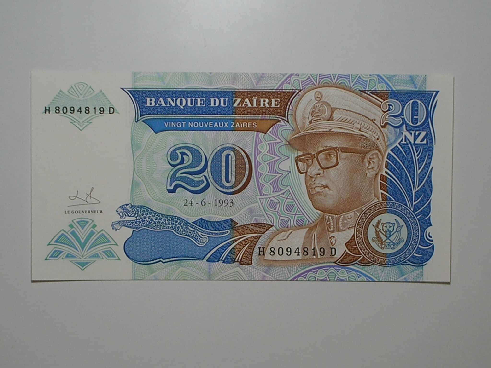 | Casa do Colecionador 5 Cédulas na série - Zaire) 1 / 5 / 10 / 20 / 50 Novos Zaire - 1993 / Flor de Estampa / ce04