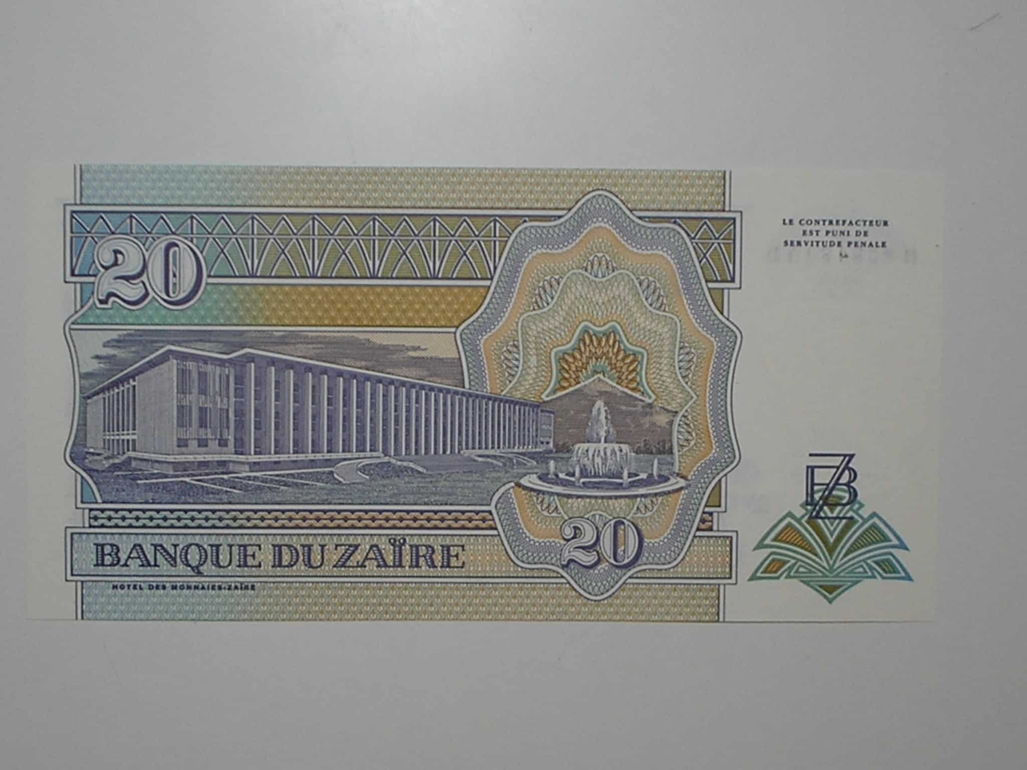 | Casa do Colecionador 5 Cédulas na série - Zaire) 1 / 5 / 10 / 20 / 50 Novos Zaire - 1993 / Flor de Estampa / ce04