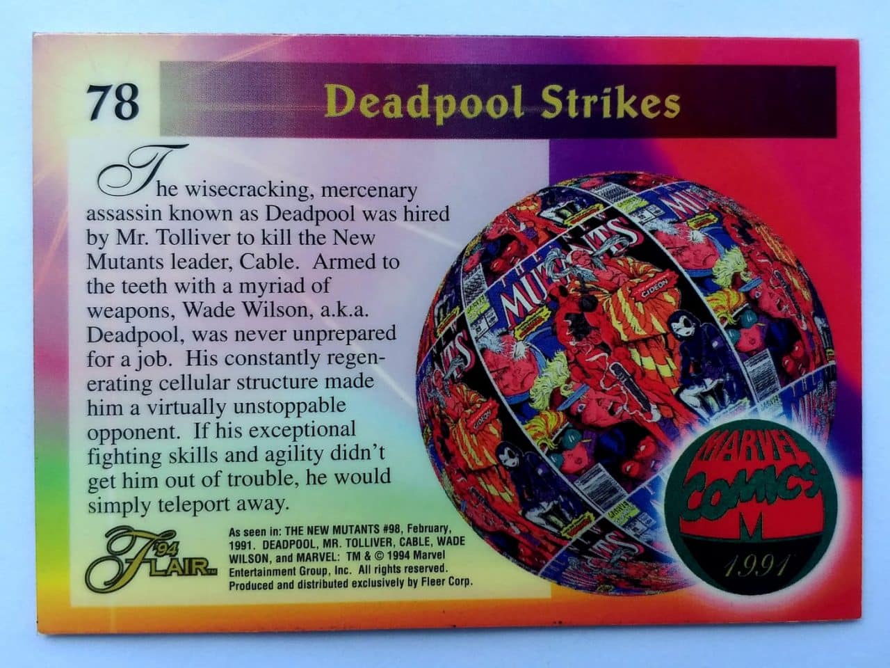 | Casa do Colecionador Card - 94 Flair Nº 78 - Deadpool Strikes (1994)